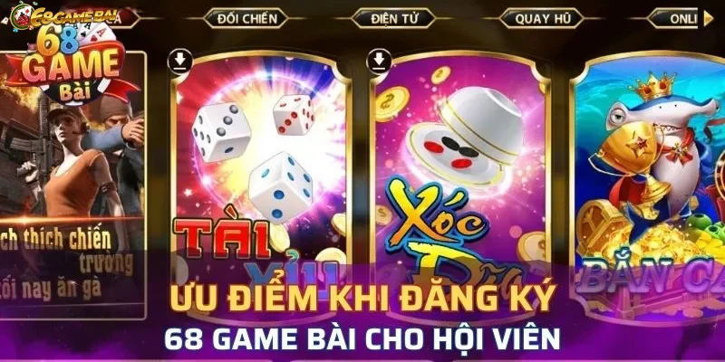 Người dùng thao tác đăng ký tài khoản thành công trên 68gamebai